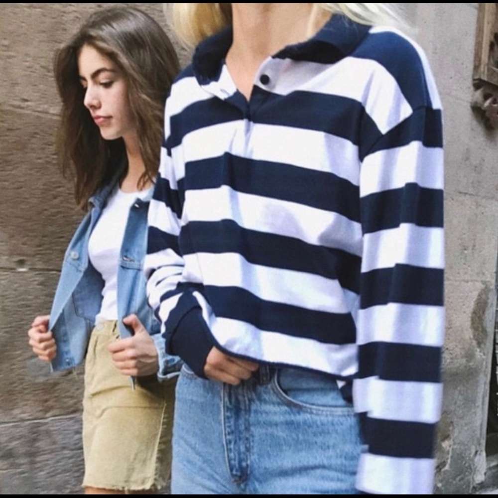 john galt navy and white rugby polo